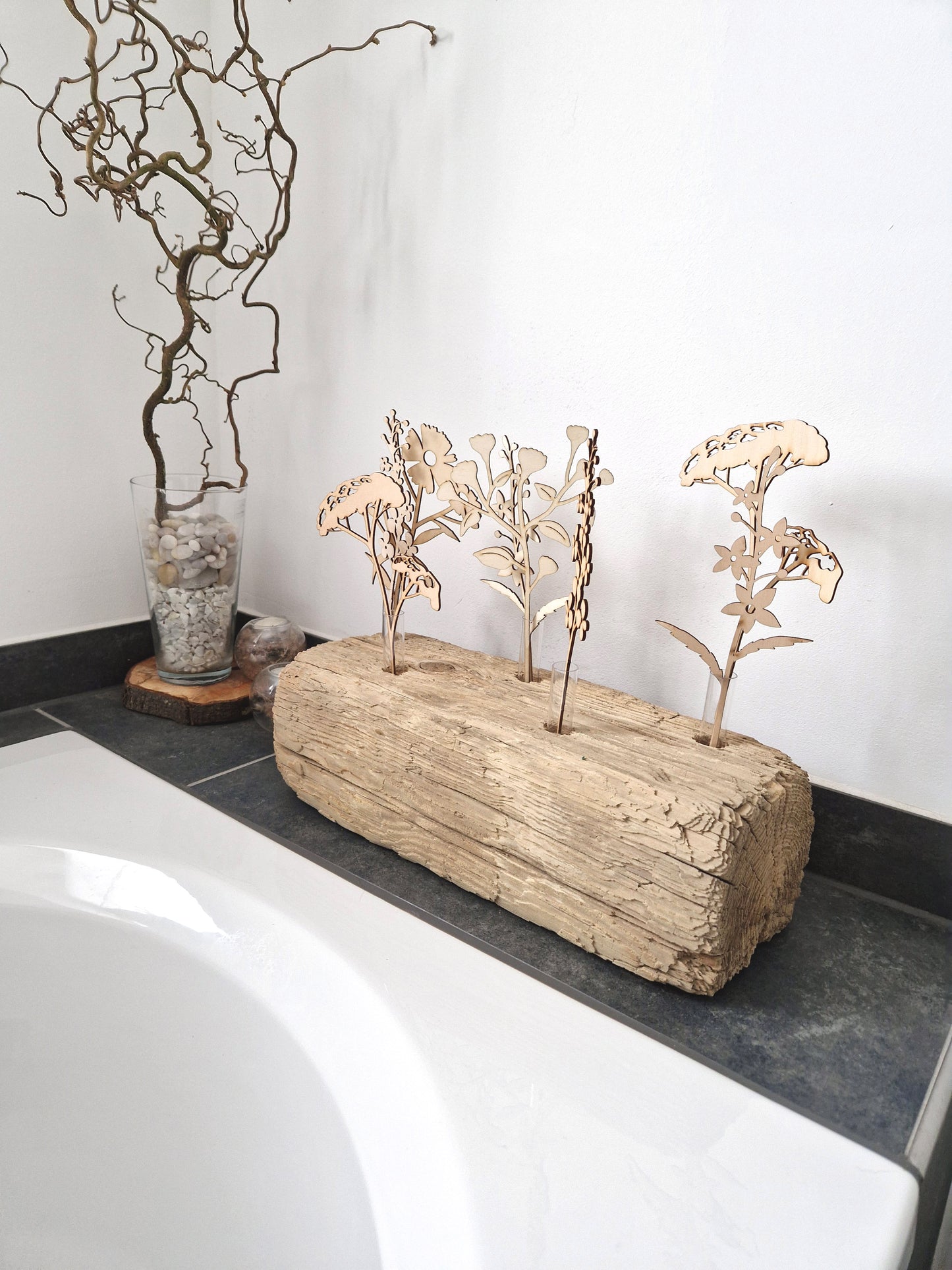 Blumen aus Holz- dekorative Holzblumen, Wiesenblumen - verschönern jedes Zuhause, vintage Kunstblumen