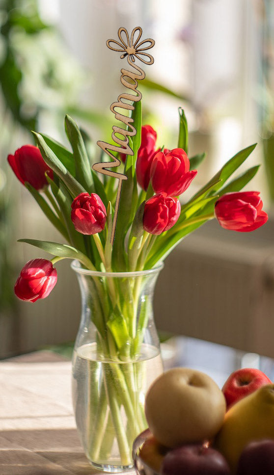 Blumenstecker Mama für liebevolle Geschenke zum Geburtstag oder Muttertag