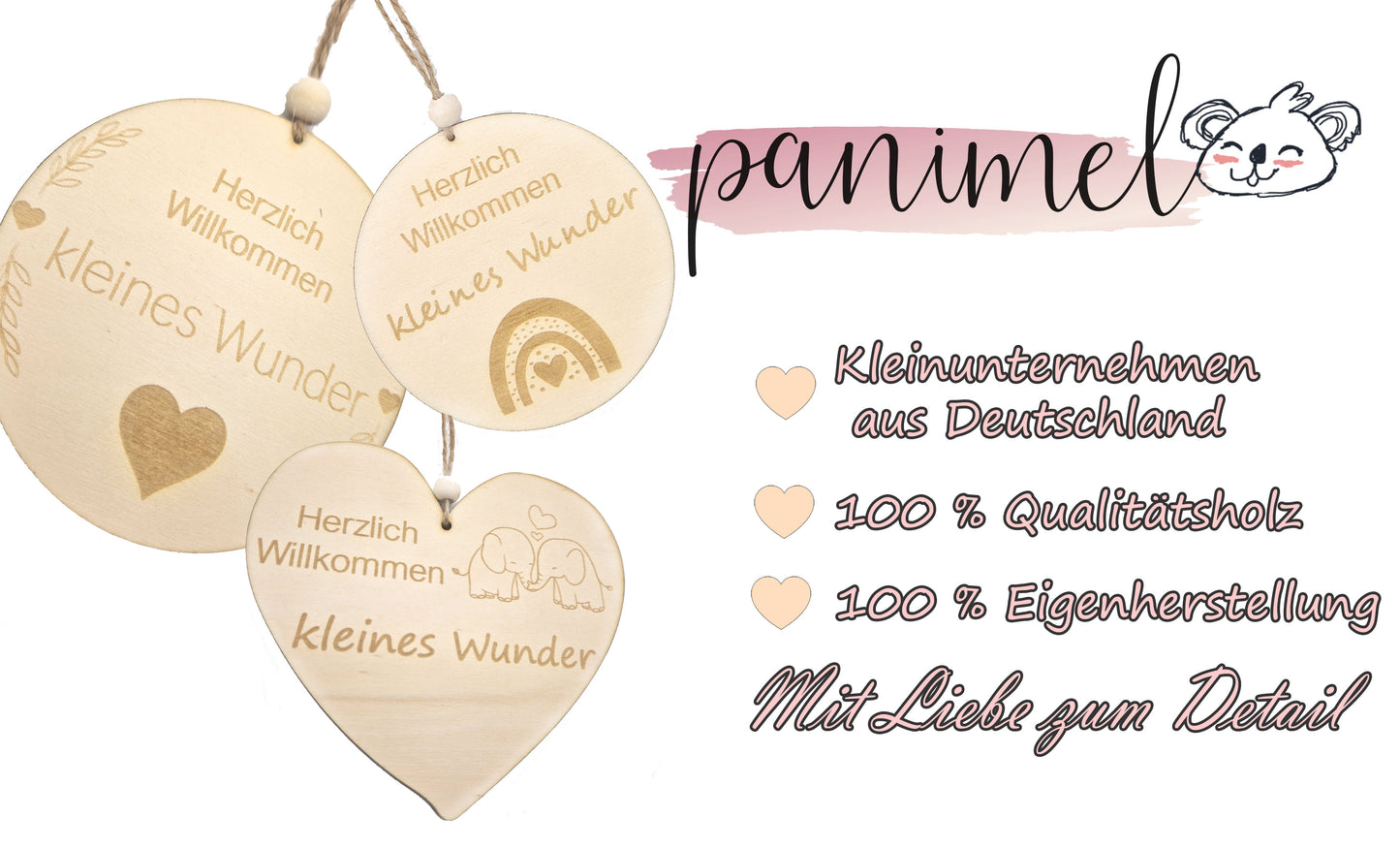 Willkommensanhänger für Neugeborene aus Holz, Herzlich Willkommen kleines Wunder- ideal zum dekorieren von Geschenken