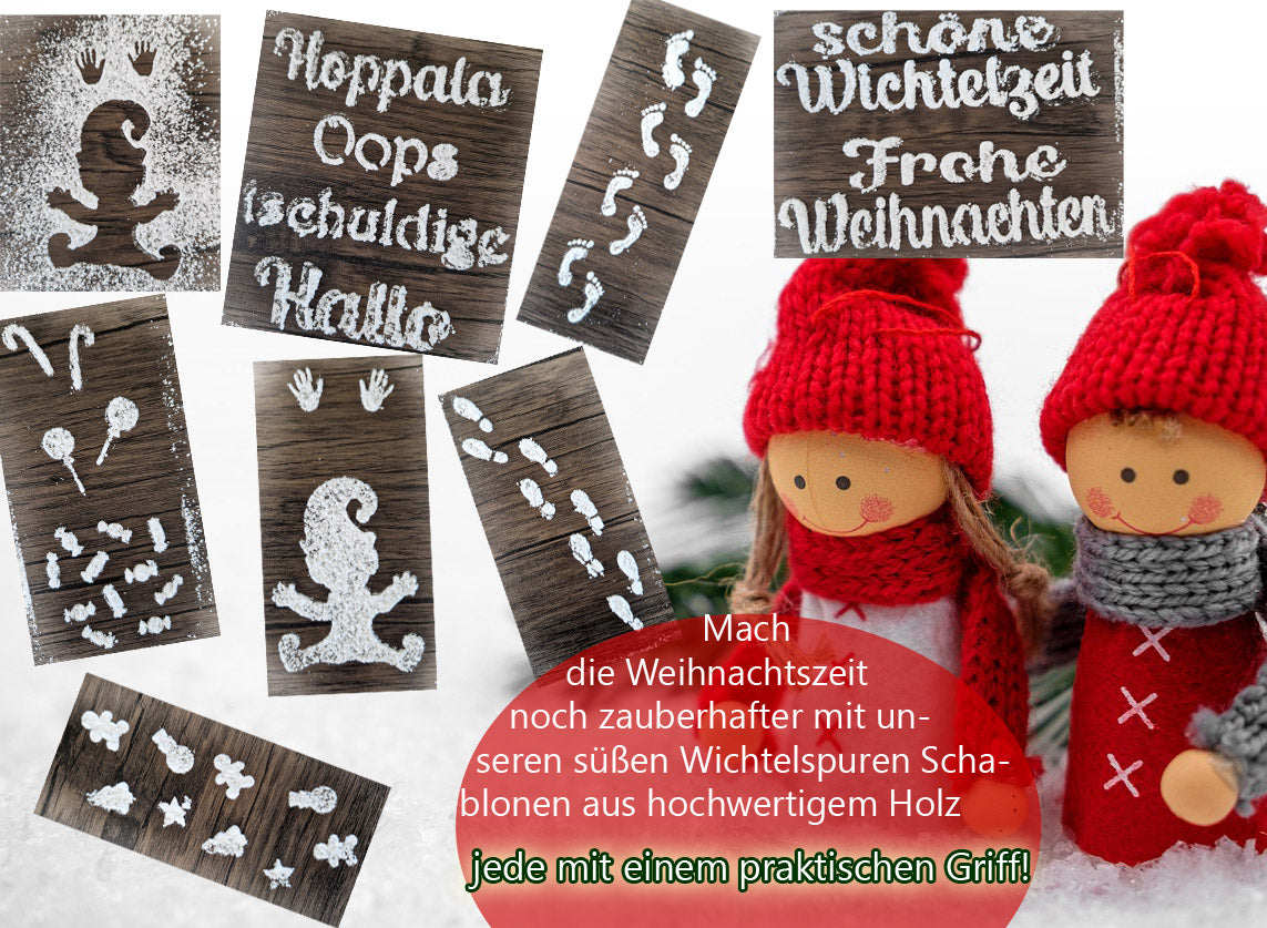 Magische Wichtelspuren Schablonen Set aus Holz