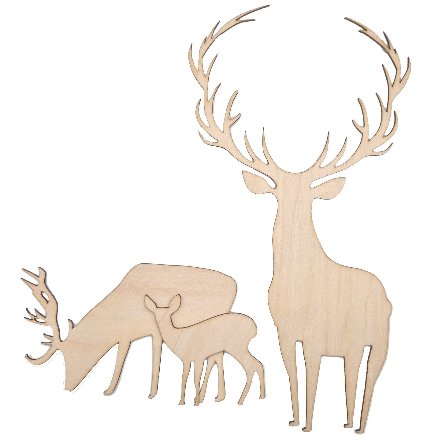 Wanddekoration - Hirsch, Rehe, Bäume Natur Set. Ideal für Wohnzimmer, Esszimmer, Schlafzimmer