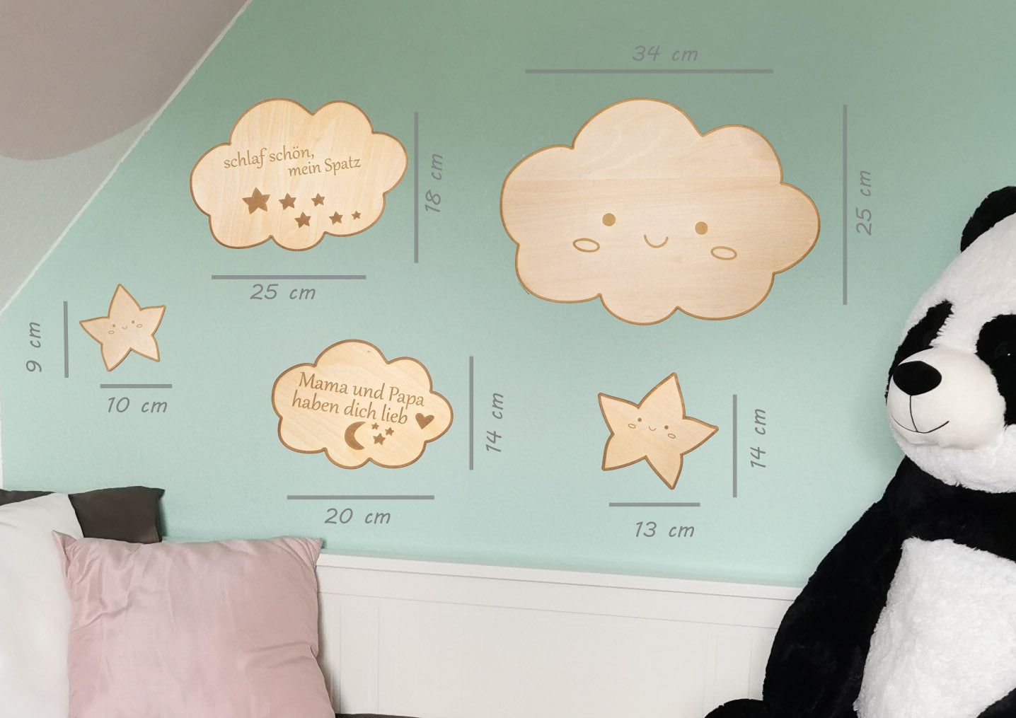 XXL Wanddekoration aus Holz - verschönert jedes Kinderzimmer, vintage Wolken